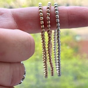 18K silver, rose and gold-filled 3 mm beaded bracelet . Wrist size 6.5.